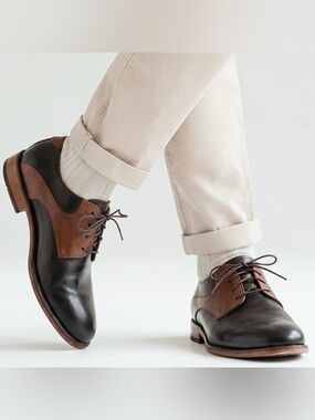 Johnston & Murphy 1850 Men's Two Tone Leather Saddle Derby Oxfords Size 10.5 M